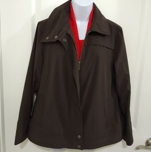 Chico's Zenergy Brown Windbreaker Zip Up & Snap Up Jacket Lady's 12 Large C2